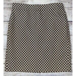 Ann Taylor Woven Khaki/Ivory Lined Pencil Skirt Size 12